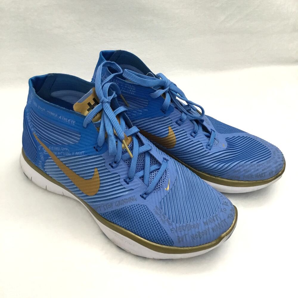 Nike Free Train Instinct Kevin Hart Hustle Blue Gold Trainer Shoes Sz 7 - Picture 2 of 8